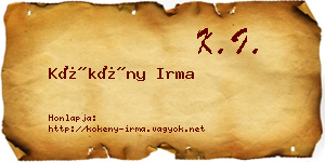 Kökény Irma névjegykártya