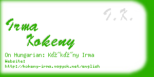 irma kokeny business card